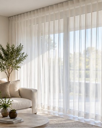 Custom curtains in a living room